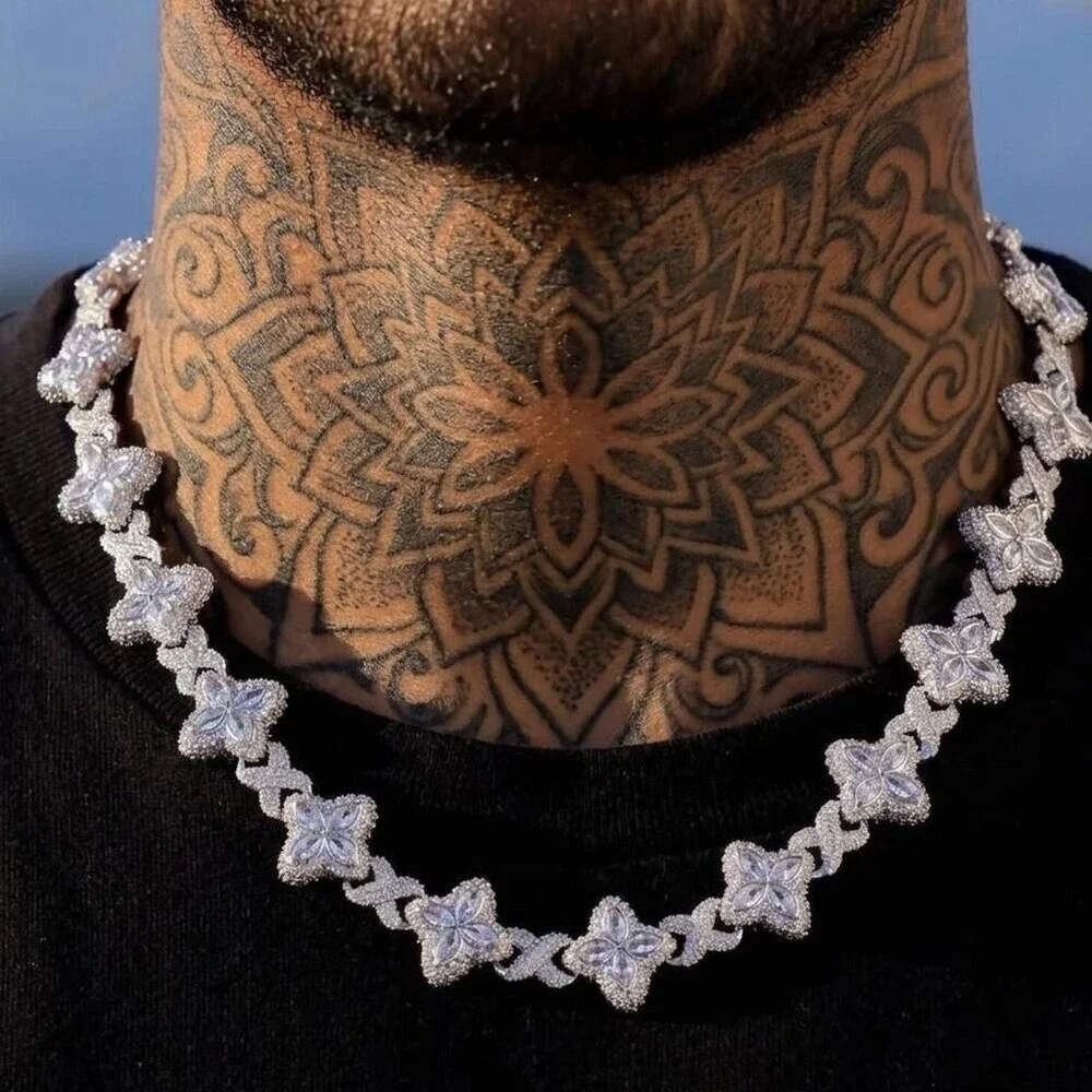 Iced Out Clover Flower Chain 20inch